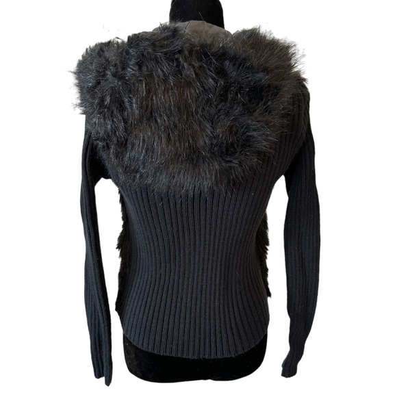 Roberto Cavalli Vintage Black Faux Fur Hooded Sweater Jacket Small - Picture 7 of 16